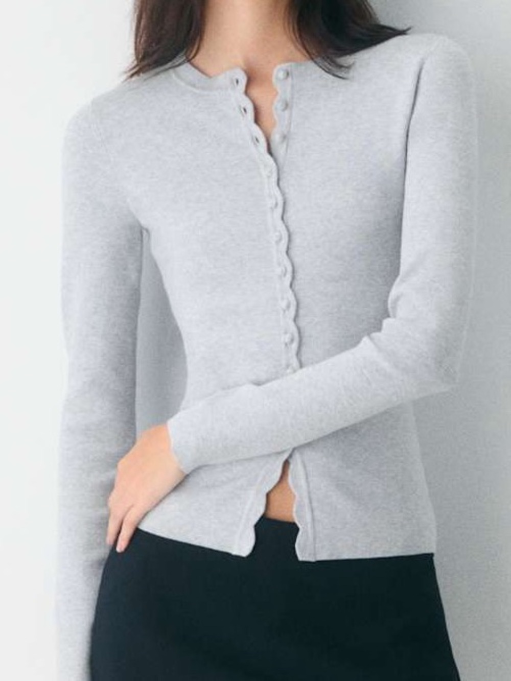 Wilfred Gray Button-Front Knit Top